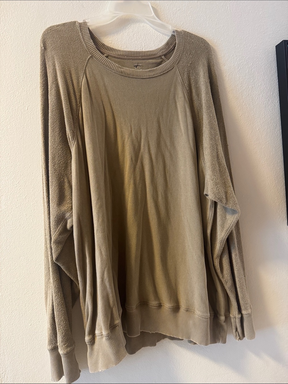 aerie Olive Tan Crewneck Sweater